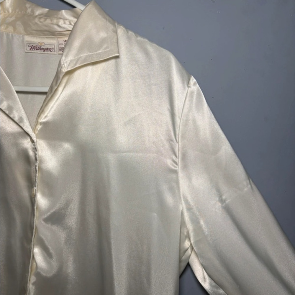 Vintage White Satin Blouse